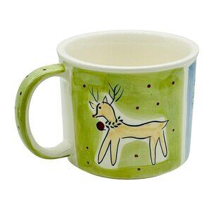Eddie Bauer Home Christmas Oversize Coffee Chili Mug Snowman Reindeer‎ Tree